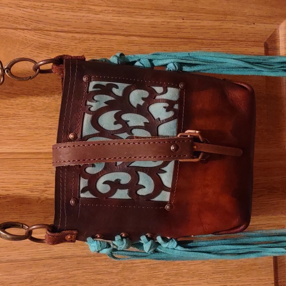 Custom made cow leather fringe bag. - Picture 3 of 16